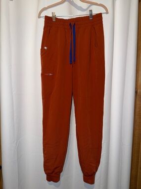 Figs Women’s Rust Jogger Pants with Blue Drawstring